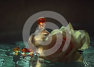 Parfume bottles with rose