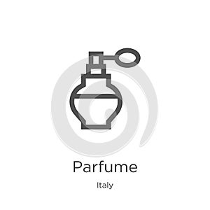 parfume icon vector from italy collection. Thin line parfume outline icon vector illustration. Outline, thin line parfume icon for photo