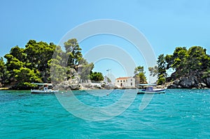 Parga, Epirus - Greece. Approaching the island of Panagia