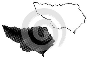 Paripueira municipality Alagoas state, Municipalities of Brazil, Federative Republic of Brazil map vector illustration, scribble