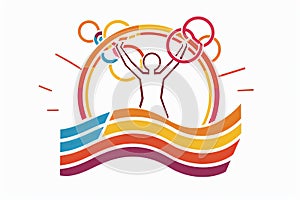 Paris 2024 olympics , illustration retro 70s style, simple vector Generative AI