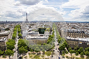 Paris aerial with Eiffel Tower