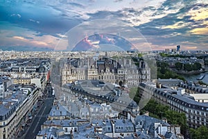 Paris, aerial view of the Hotel de Ville