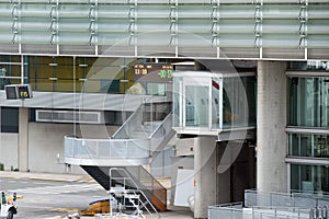 Paris airport landing and loading cargo and passenger