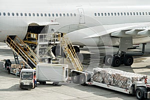 Paris airport landing and loading cargo and passenger