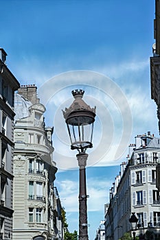 Paris, ancient lamppost, in the 10e arrondissement