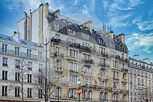 Paris, beautiful buildings boulevard Voltaire