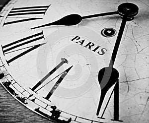 Paris black and white clock face