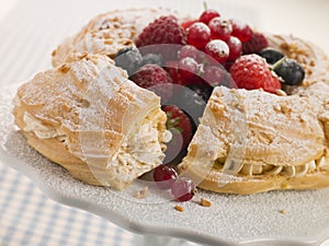 Paris Brest with Mixed Berries and Hazelnuts