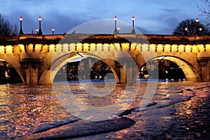 Paris Bridge Pont Neuf Seine river floods photo