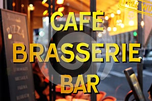 Paris cafe bar sign brasserie