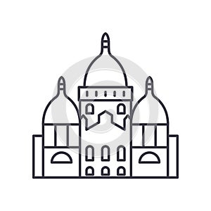 Paris cathedral icon, linear isolated illustration, thin line vector, web design sign, outline concept symbol with