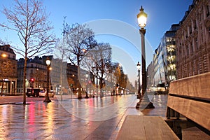 Paris Champs Elysee street in the evening