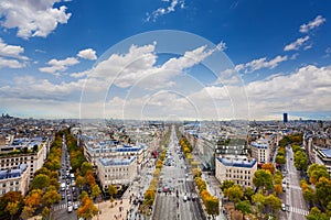 Paris and Champs Elysees form Arc de Triumph