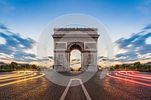 Paris, Champs-Elysees at night photo