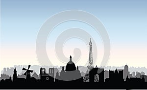 Paris city buildings silhouette. French urban landscape. Paris c photo