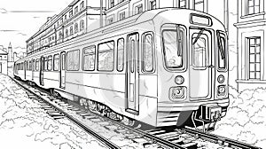 Paris City Coloring Page: Vienna Secession Style Train In Urban Scenes