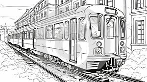 Paris City Coloring Page: Vienna Secession Style Train In Urban Scenes photo