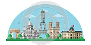 Paris city flat vector banner template