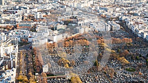 Paris city panorama with montparnasse cemetery