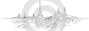 PARIS city panoramic sketch photo