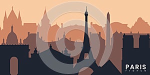 Paris City skyline. Silhouette City Paris France background. Vector illustration.