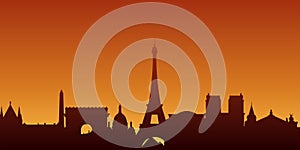 Paris City skyline. Silhouette City Paris France background. Vector illustration.