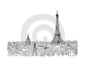 Paris,cityscape with Eifel Tower. Sketch for your design
