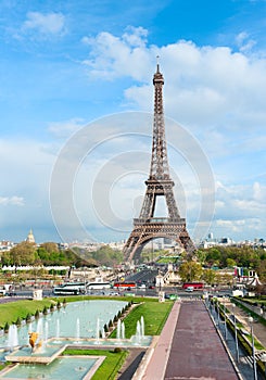 Paris cityscape with Eiffel tower.