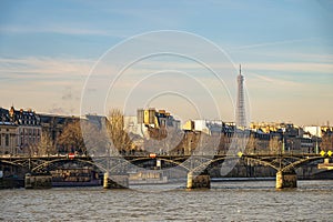 Paris cityscape at the sunset moment with the Eiffel tower in the background