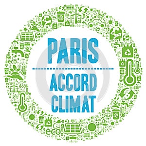 Paris climate agreement symbol in french language