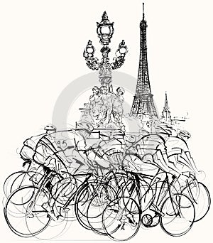 Paris - cyclists in competition photo