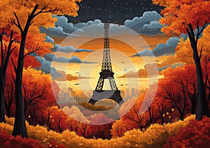 Paris by Design: Retro Eiffel Tower Travel Poster photo