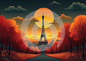 Paris by Design: Retro Eiffel Tower Travel Poster photo