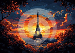 Paris by Design: Retro Eiffel Tower Travel Poster photo