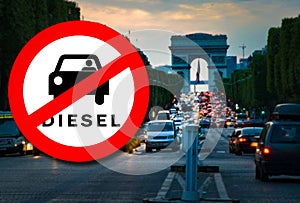 Paris Diesel driving ban - Diesel car Prohibition sign