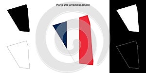 Paris 20e arrondissement outline map