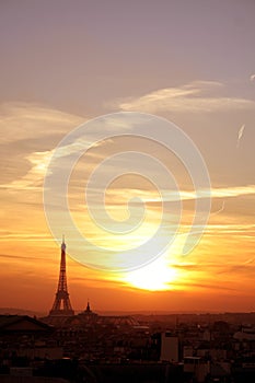 Paris effel neighborhood at sunset photo