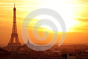 Paris effel panoramic view at sunset
