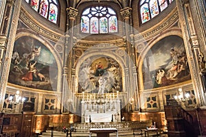 PARIS, EGLISE SAINT EUSTACHE. Feb 2018. Interior of Chapel of the Virgin, at the Church of Saint Eustache in Paris