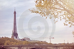 Paris with Eiffel tower in autumn time