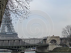Paris,eiffel tower, floor view , river bridge