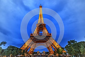 Paris Eiffel Tower at night