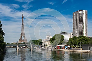 Paris- Eiffel Tower seen from Front of the Seine