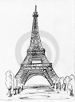 Paris eiffel tower sketch