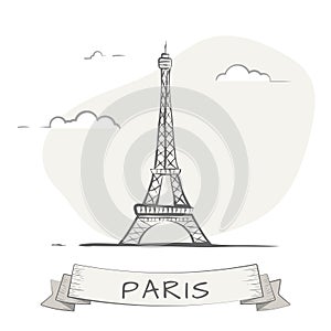 Paris Eiffel tower sketch style