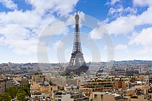 Paris Eiffel tower and skyline aerial France