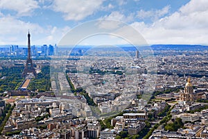 Paris Eiffel tower and skyline aerial France