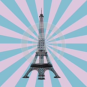 Paris Eiffel Tower on a Vintage Star Shape background . 3d Rendering
