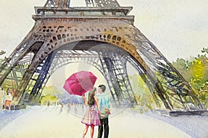 Paris european city. France, eiffel tower and lovers